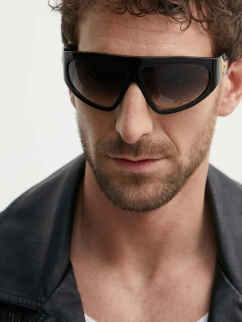 Balmain Men Sunglasses Titanium Black Gold Gradient Wraparound B-ESCAPE BPS-143A
